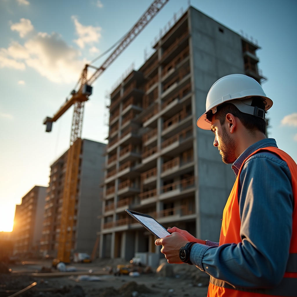Construction site showing project progress