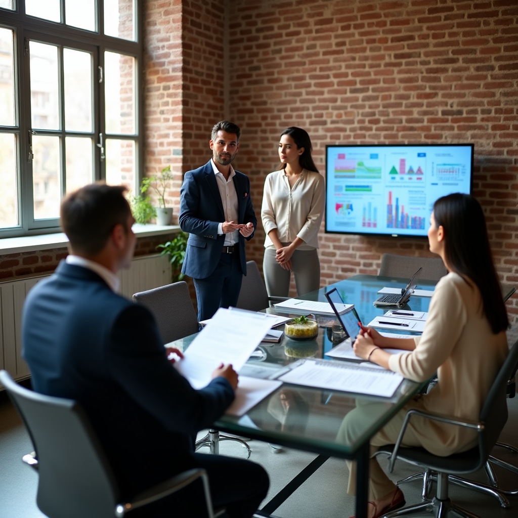 Investor meeting with professional project presentation